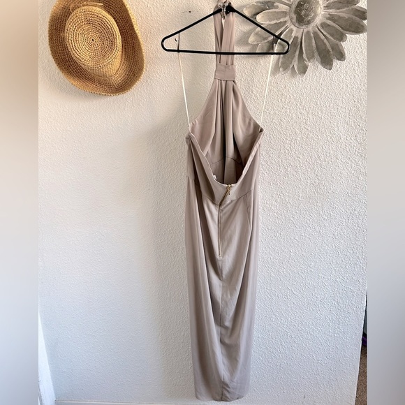 ShonaJoy knot draped halter dress in oyster - Picture 6 of 13